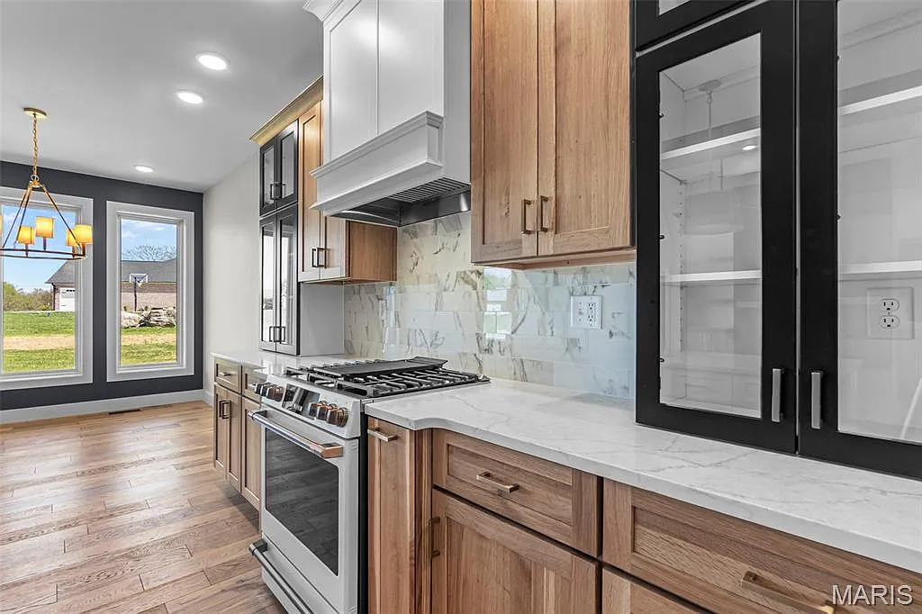 Modern kitchen with wooden cabinets