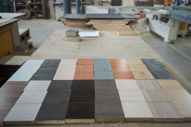 Wood flooring samples.