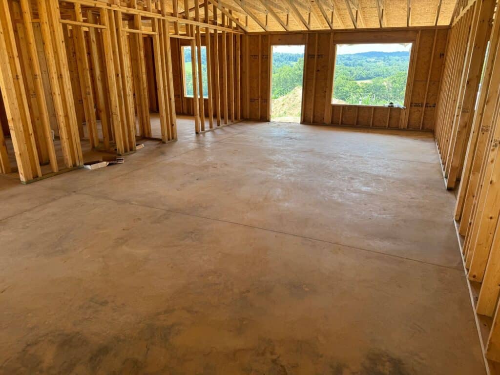Empty room with wooden framing