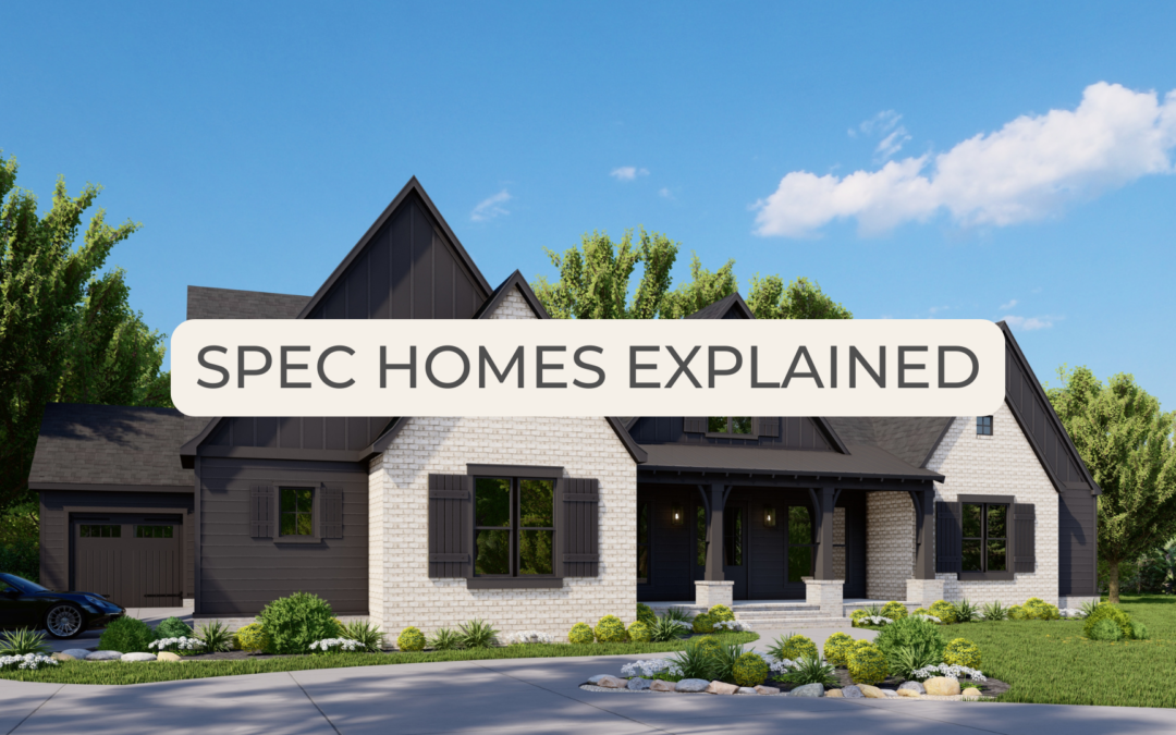 Modern house with landscaping on a spec house