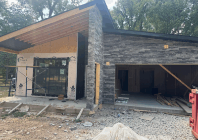 custom home - Sikeston, MO - exterior grey stone - 1027 North Ranney, Sikeston, MO