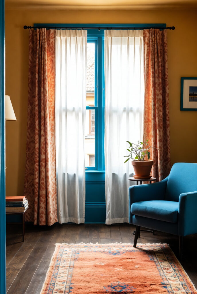 2026 home trends - Pops of cerulean, rust, ochre, or terracotta showing up in tile or cabinetry islands for bold-but-grounded impact